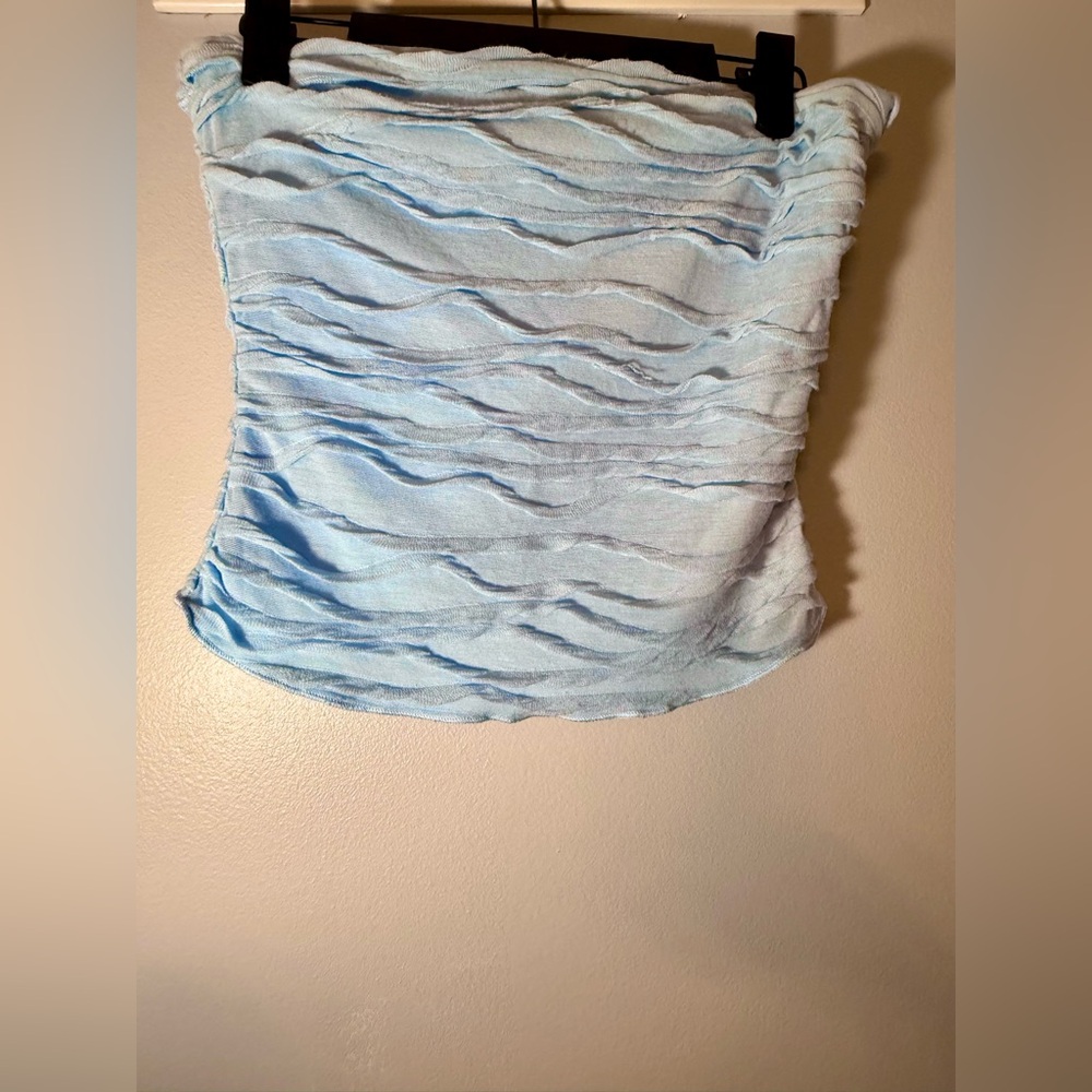 Princess Polly Light Blue Textured Tube Top